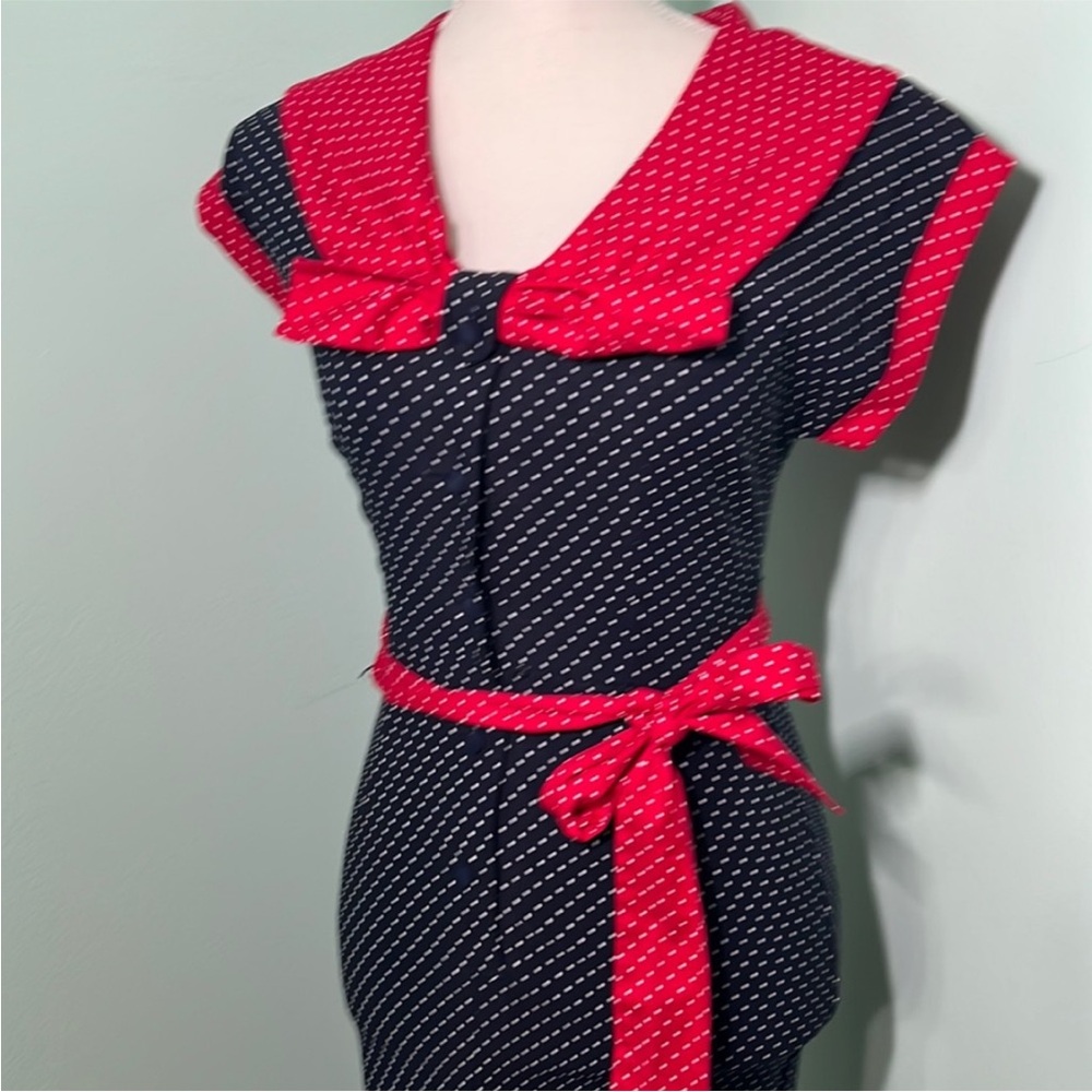 Stop Staring vintage retro rockabilly Polka Dot Dress with Bow Accents